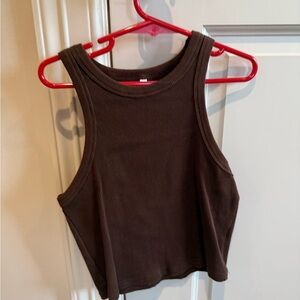 Brown Sleeveless Ribbed Top